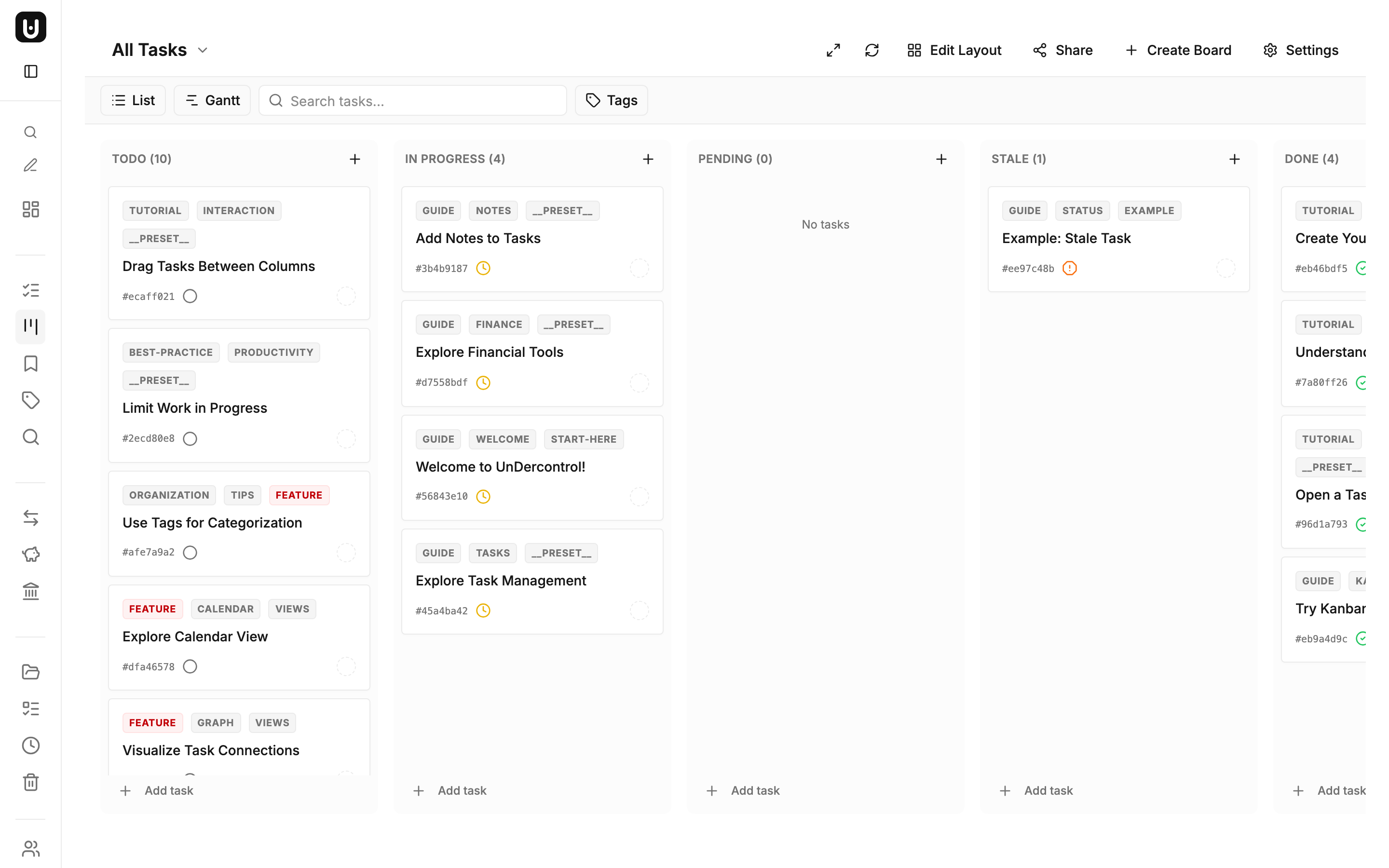 Shared kanban board for team collaboration