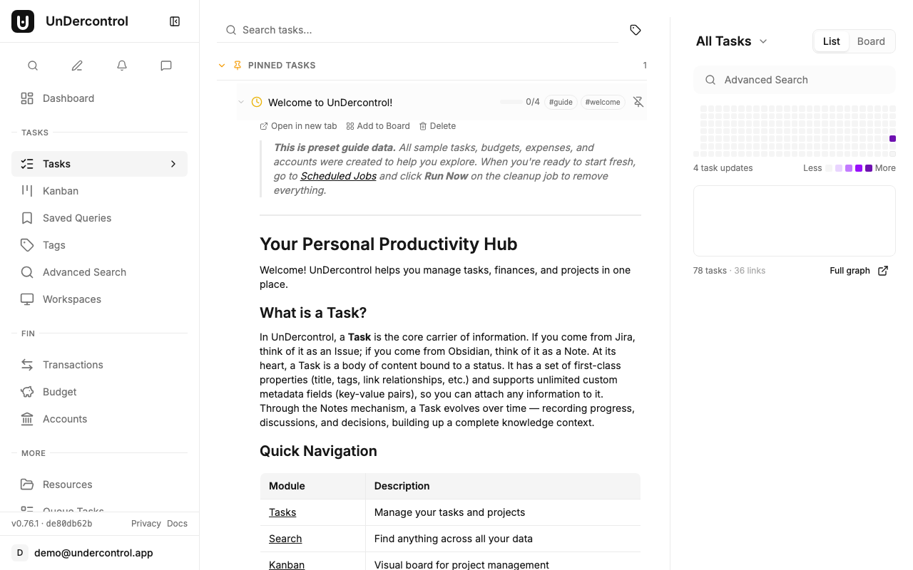 Task detail page showing the task description and workspace controls