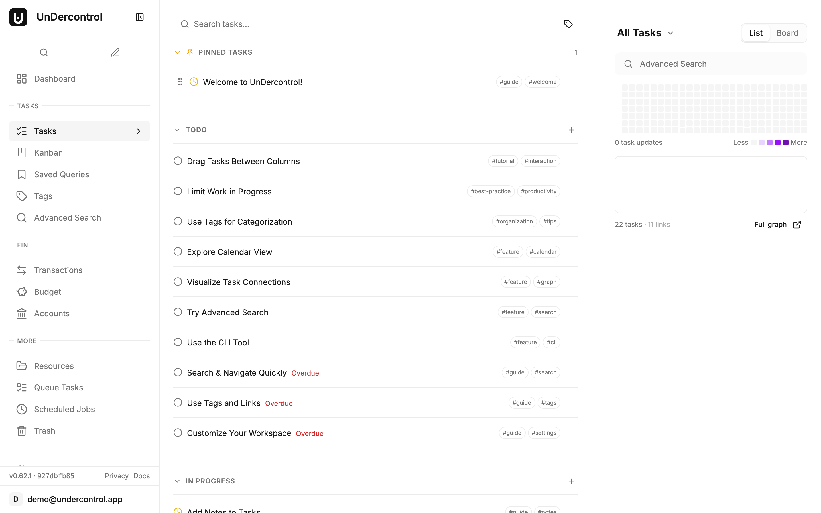 Task list view — files attach directly to tasks, expenses, and budgets